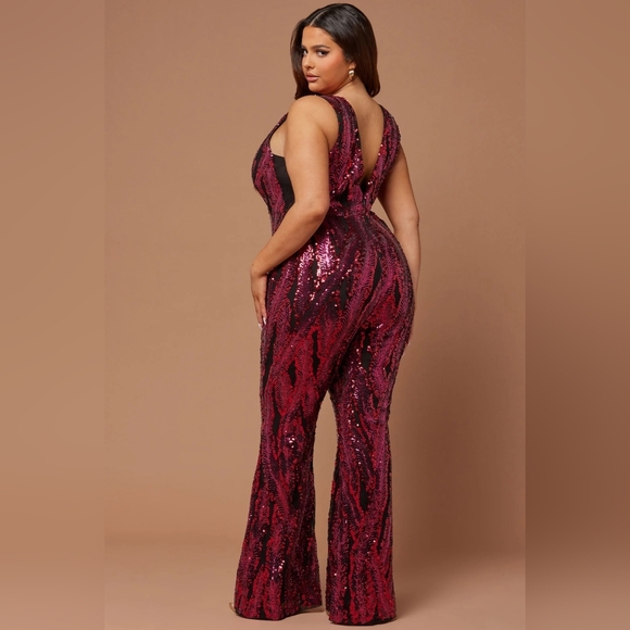 Camille Sequin Jumpsuit - Magenta (2X) - Picture 3 of 8